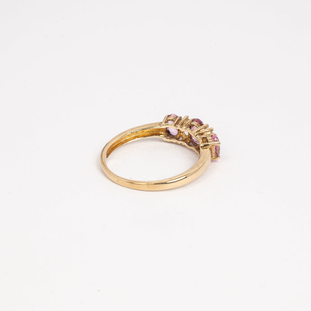 Ladies Pink Topaz & CZ Ring