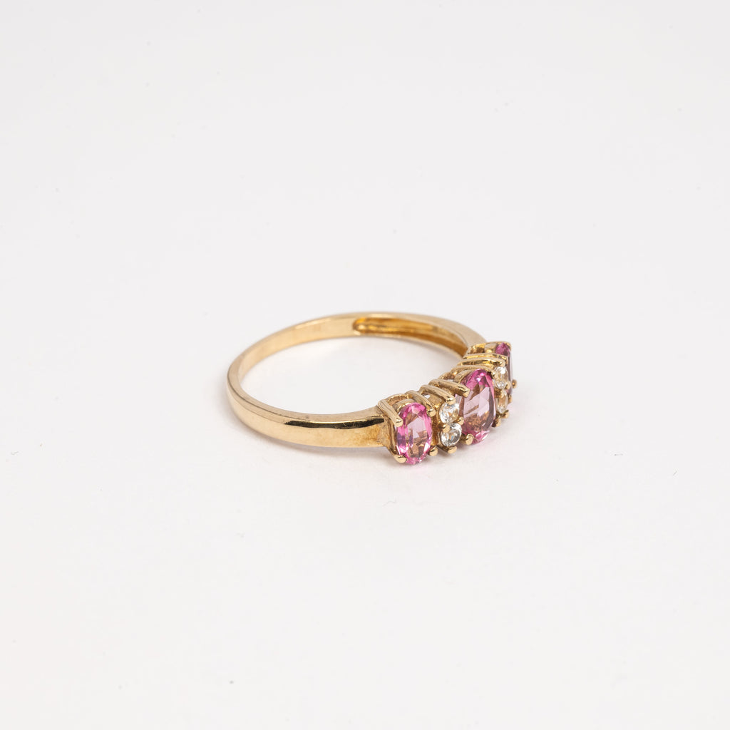Ladies Pink Topaz & CZ Ring