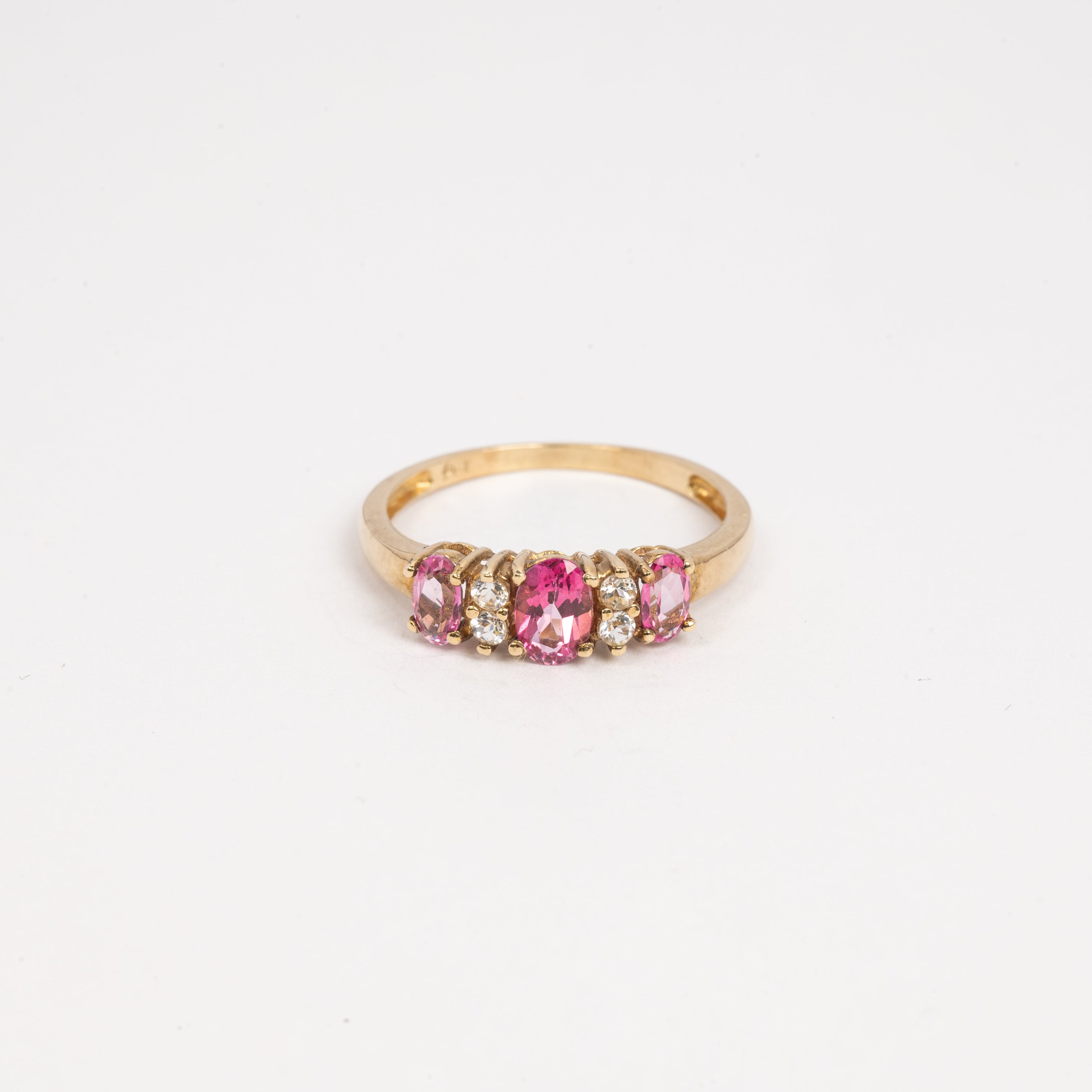 Ladies Pink Topaz & CZ Ring
