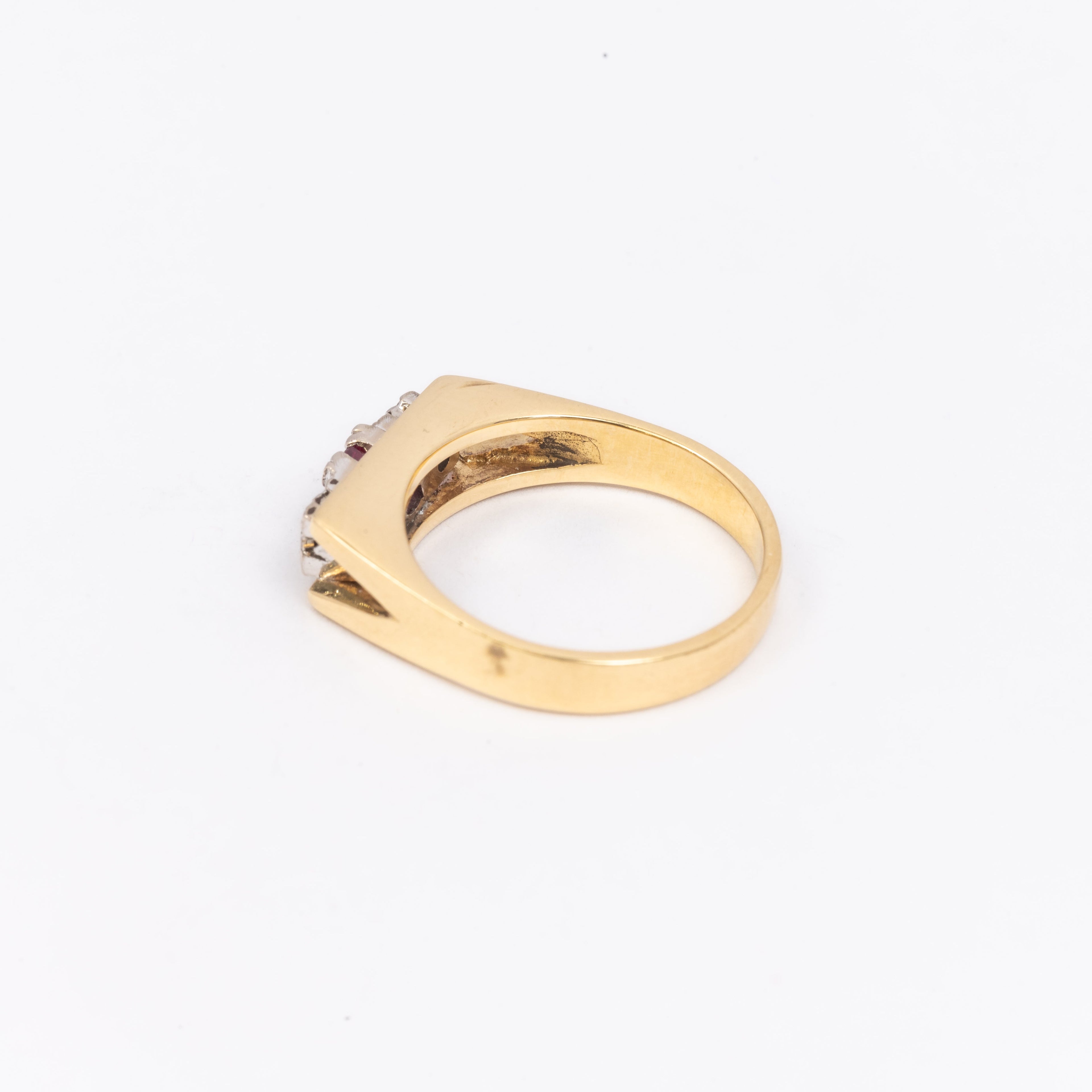 Ladies Ruby 7 Diamond Trilogy Ring
