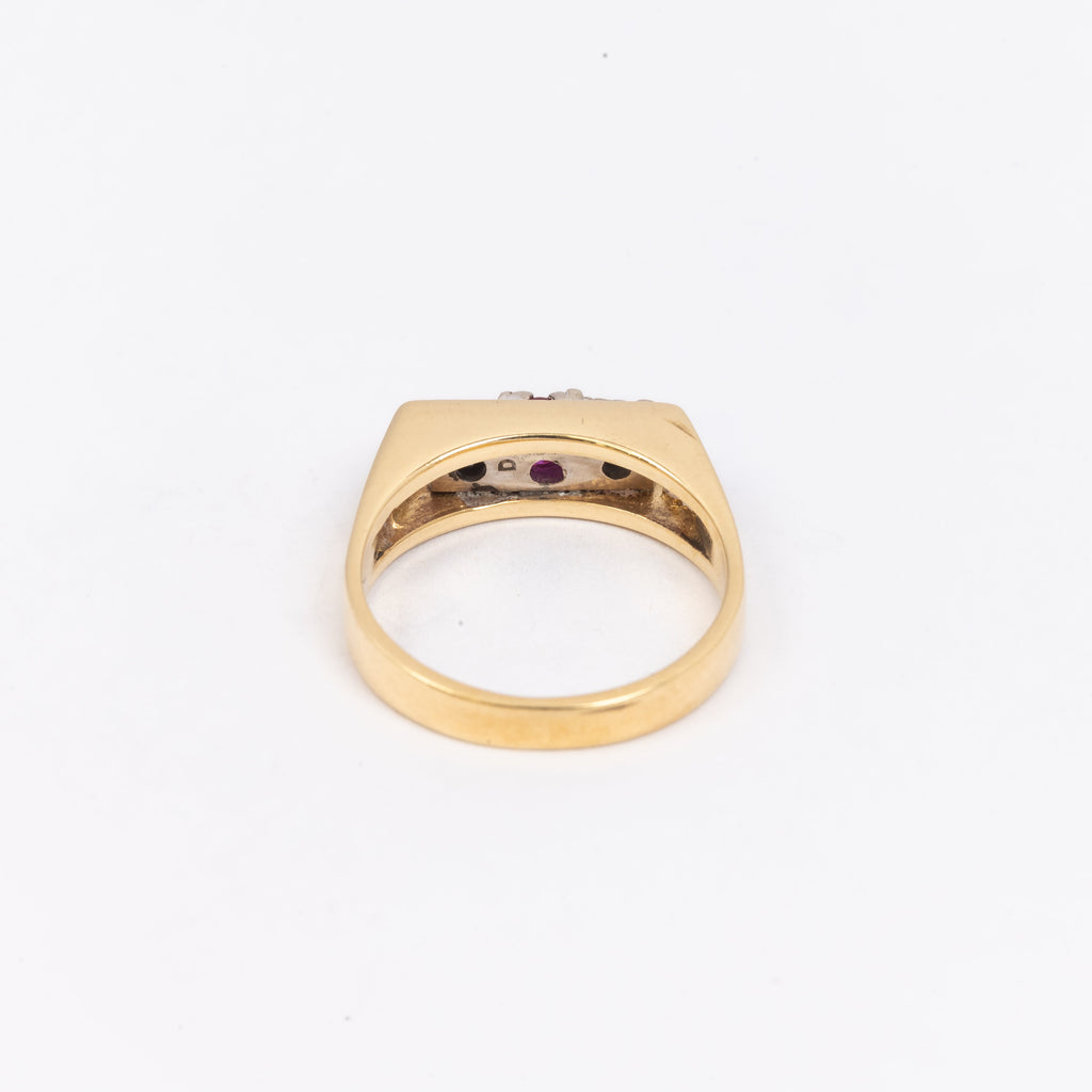Ladies Ruby 7 Diamond Trilogy Ring