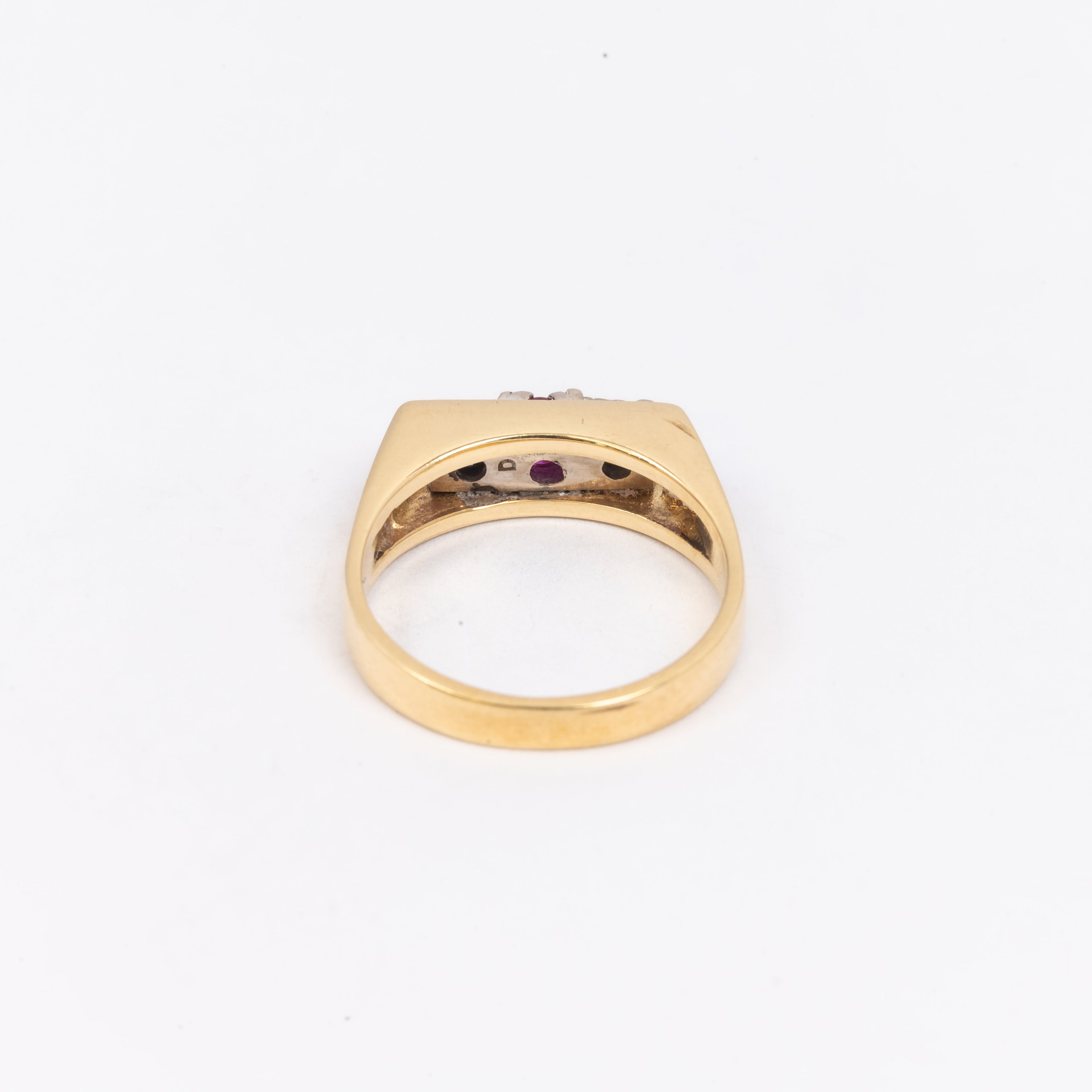 Ladies Ruby 7 Diamond Trilogy Ring