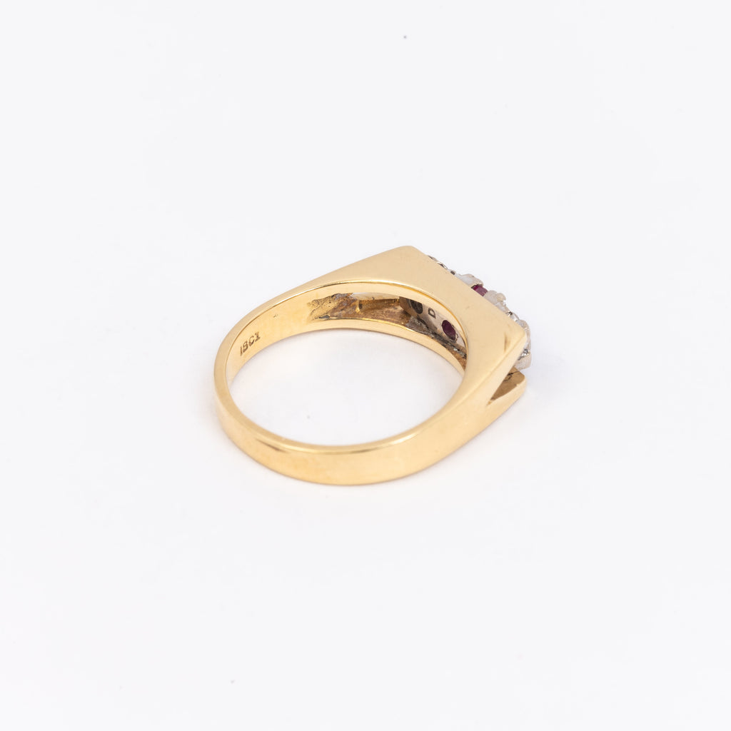 Ladies Ruby 7 Diamond Trilogy Ring