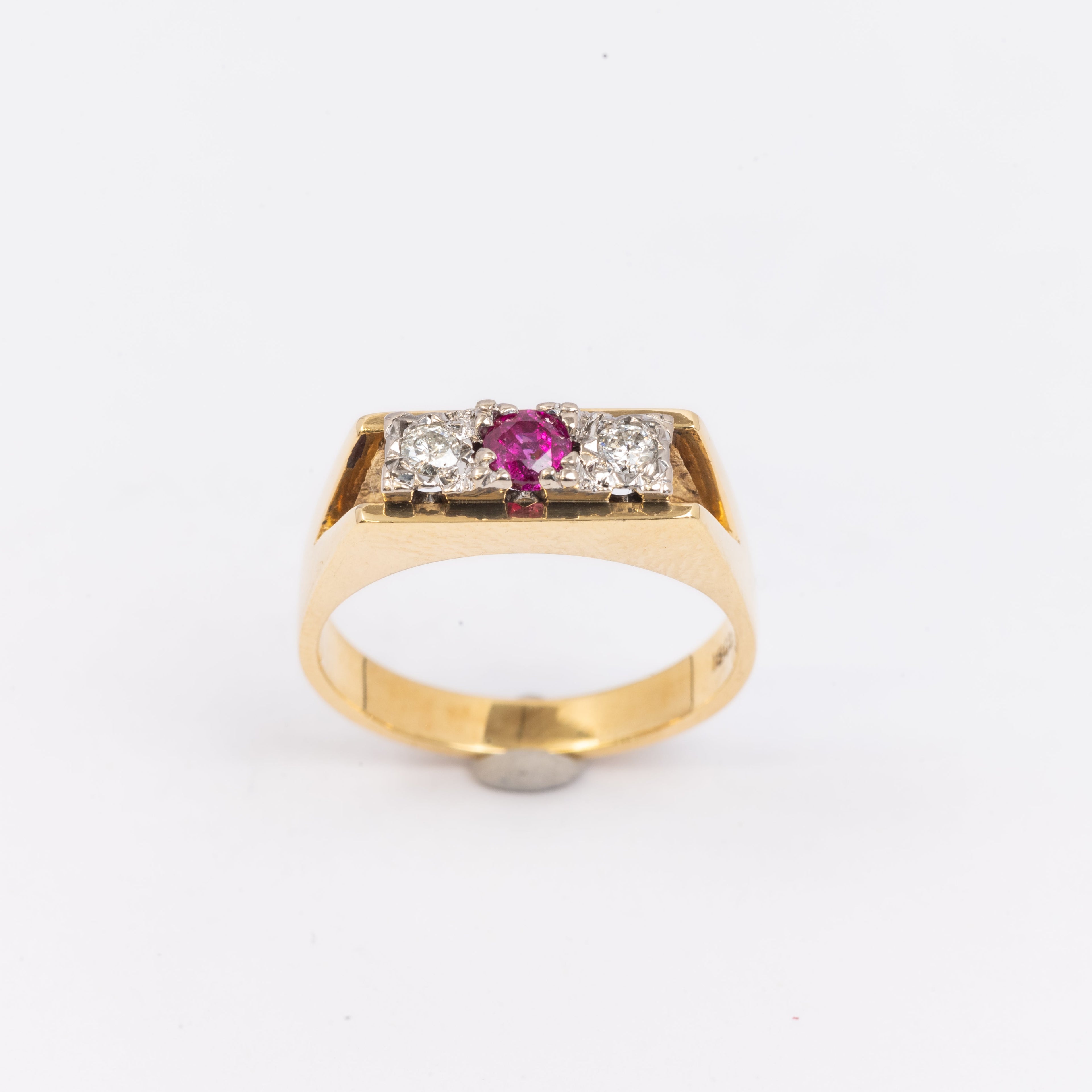 Ladies Ruby 7 Diamond Trilogy Ring