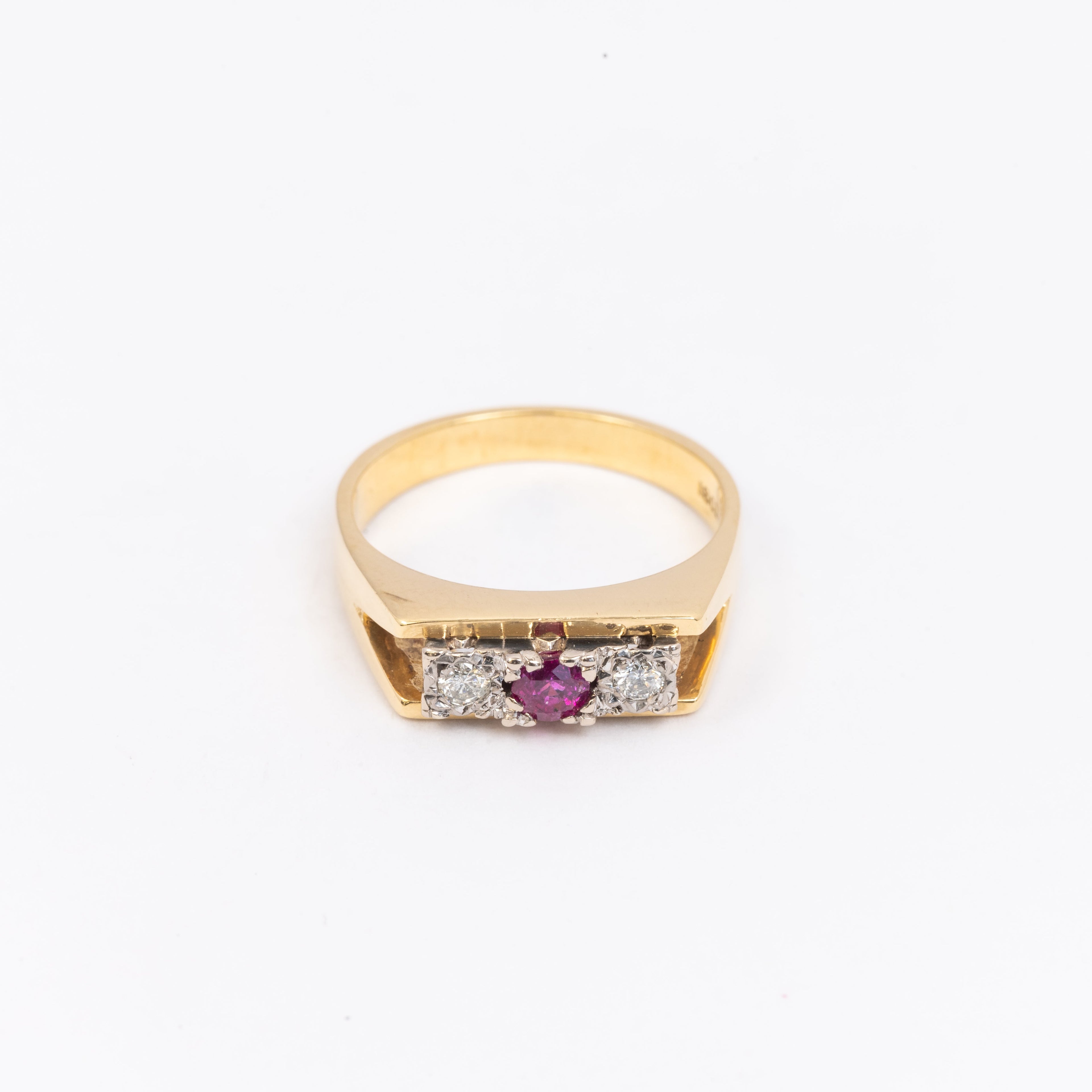 Ladies Ruby 7 Diamond Trilogy Ring