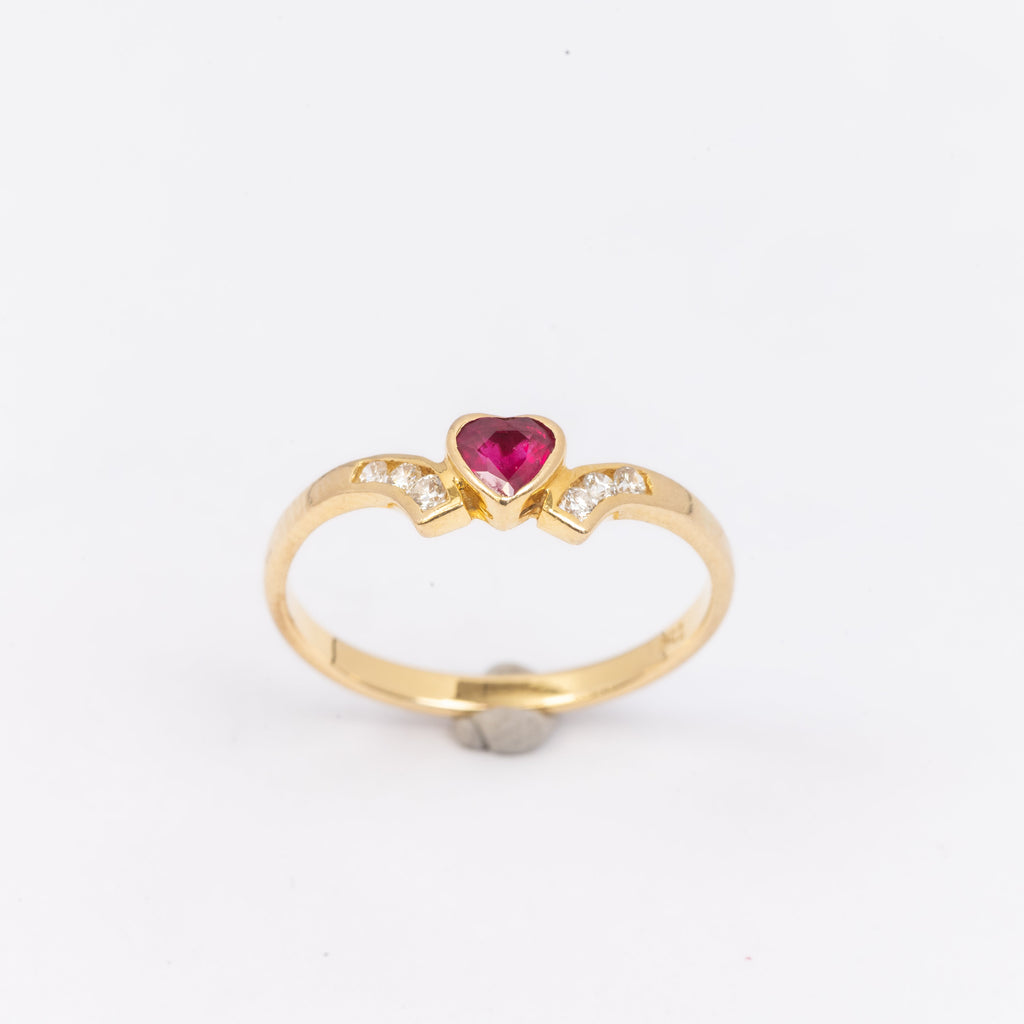 Ladies Ruby & Diamond Wishbone Ring