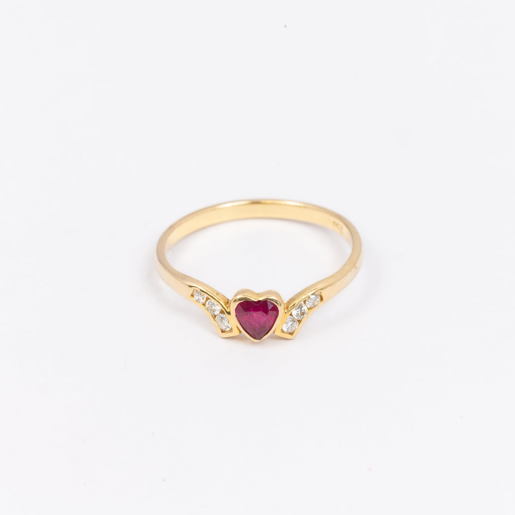 Ladies Ruby & Diamond Wishbone Ring